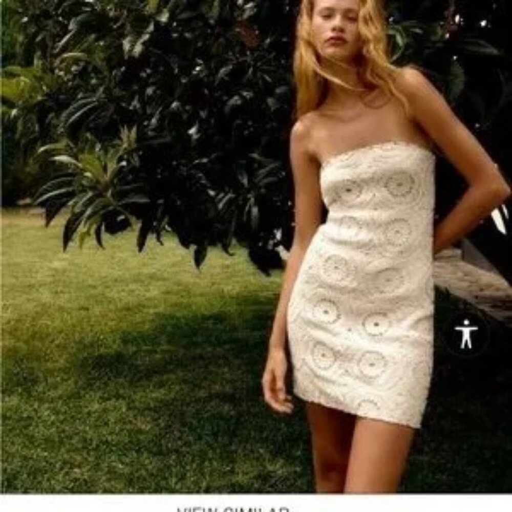 NWT ZARA CROCHET STRAPLESS DRESS, MEDIUM